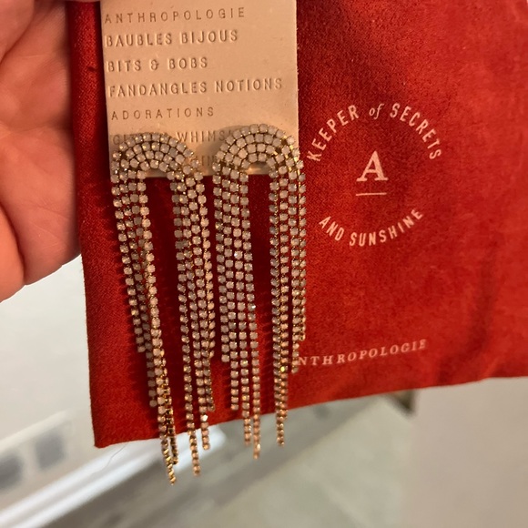 Anthropologie Jewelry - Anthropologie Crystal Crescent earrings
